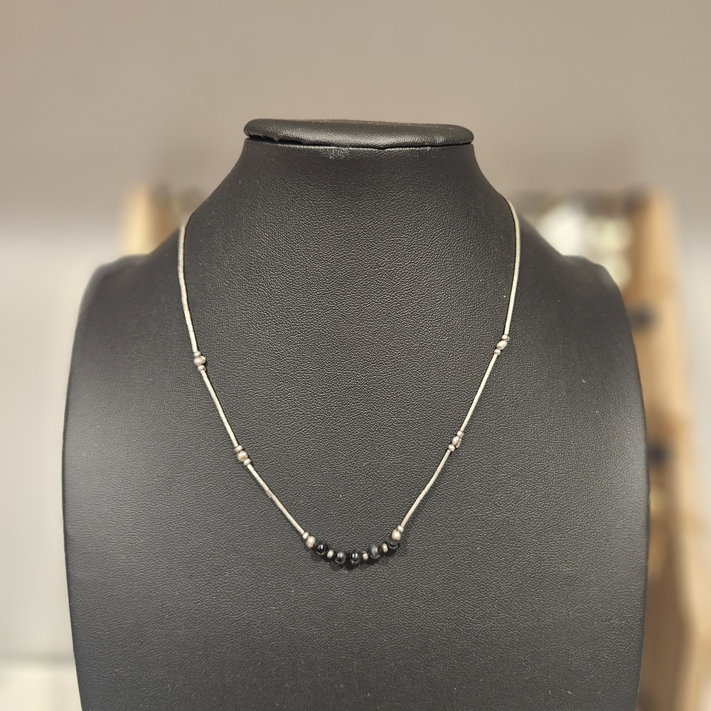 Vintage Black and Silver Beaded Necklace Y2K Jewelry